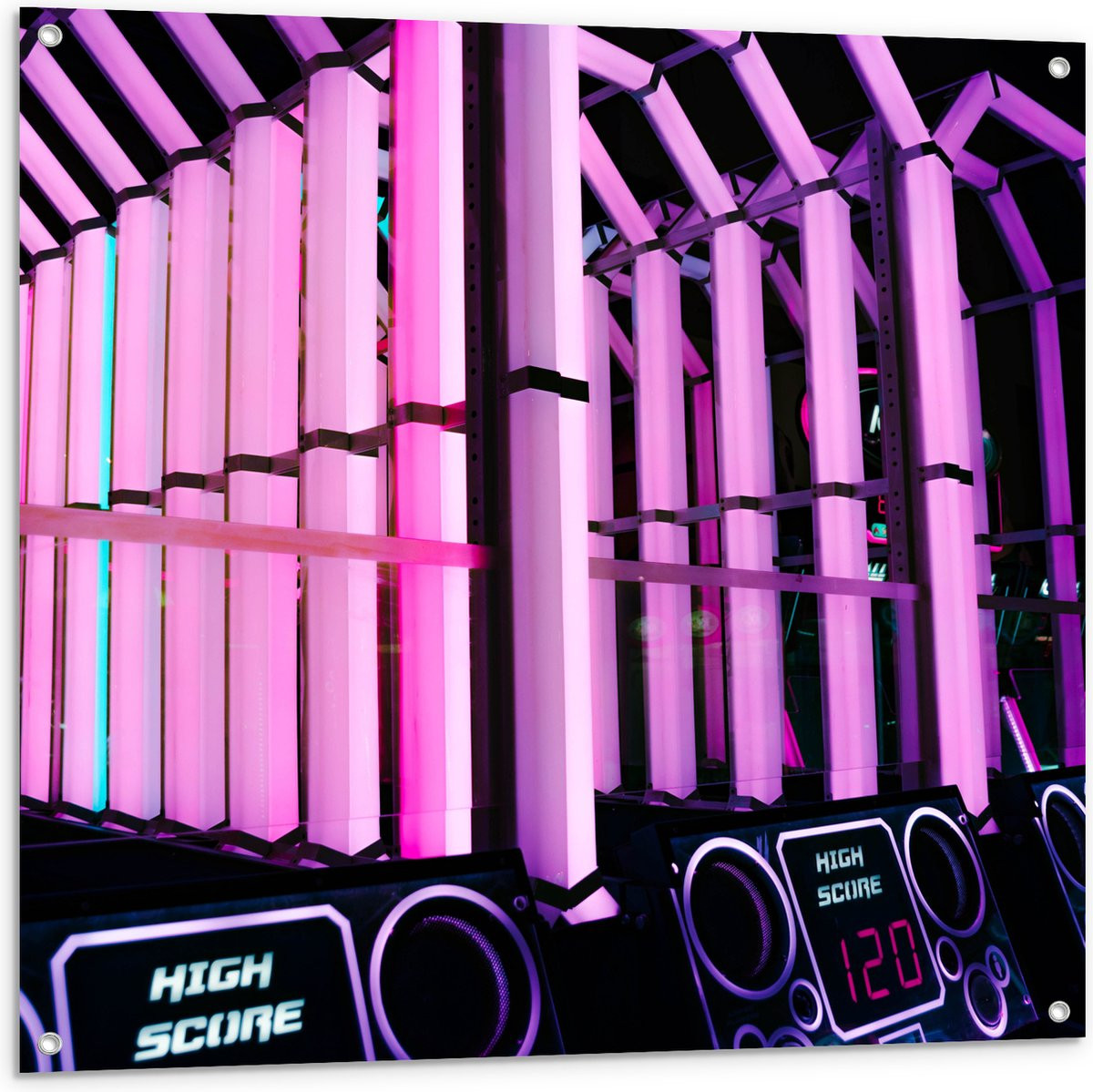 Tuinposter Ballen Gooien Spel Arcade Hall Wanddecoratie voor Binnen en Buiten 100 x 100 cm