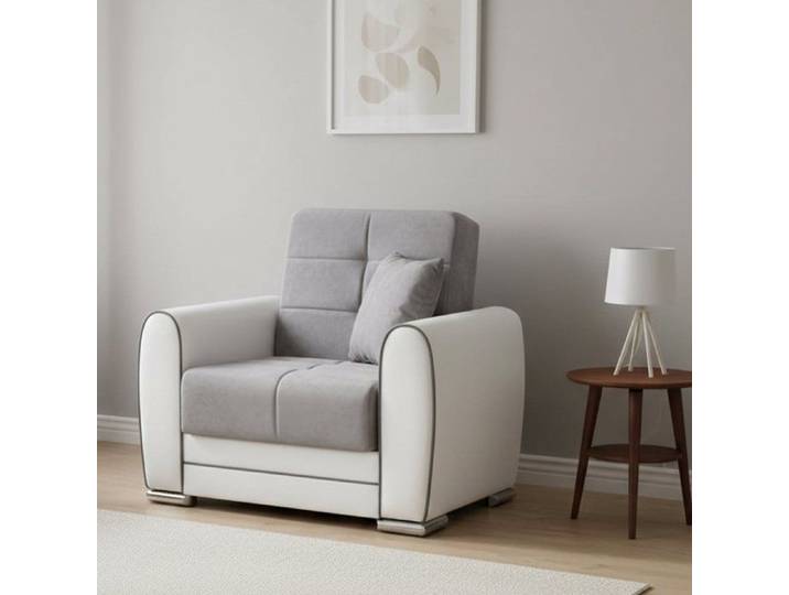 Fauteuil Attiluccio Dmora en Tissu Blanc 97x84x91h cm