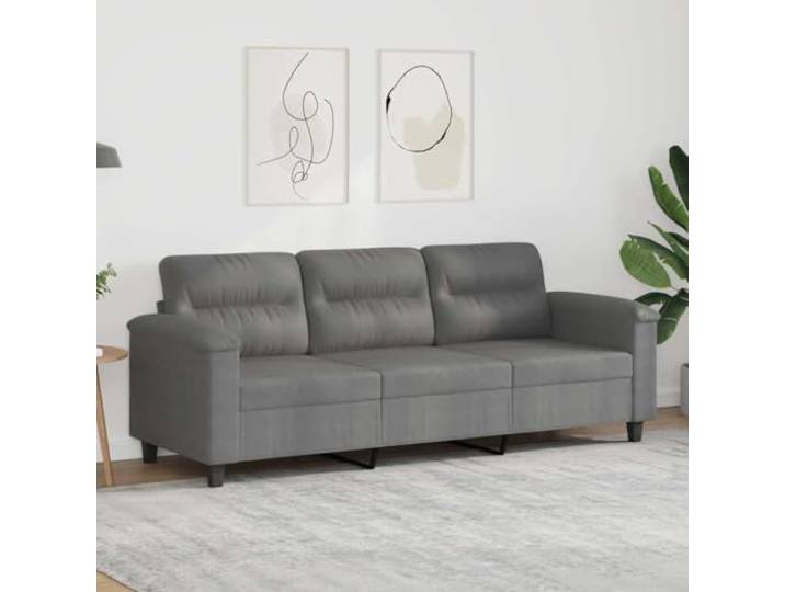 HEFZGDB 3-Sitzer Sofa Dunkelgrau 180 cm Langlebiges Mikrofasergewebe Metallgestell Robustes Polstermöbel Bequeme Sitzfläche Modernes Design Stabile Konstruktion
