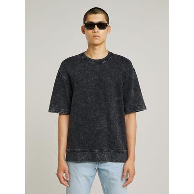 Longpullover G-STAR "Acid Wash Loose Sweater", Herren, Gr. M, schwarz (acid dk schwarz), Obermaterial: 100% Baumwolle, Pullover Longpullover