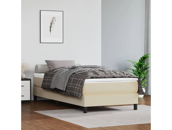 vidaXL Boxspringbett, Boxspringbett mit Matratze Creme 100x200 cm Kunstleder