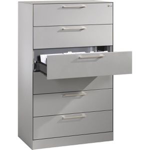 CP-Möbel Karteischrank Asisto C3000, für DIN A5, 3-bahnig, mit 6 Schüben, weißaluminium