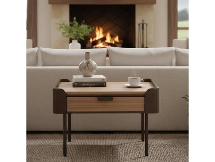 Dmora Couchtisch Bioglio 60x60x41 cm Grau mit Schublade