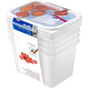 Rotho Frischhaltedose Domino, aus Kunststoff, 1 Liter, Gefrierdose, transparent, Set, 4 Stück