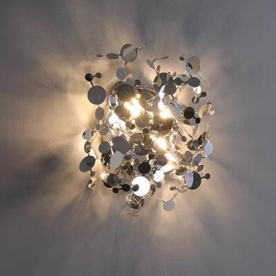 Friendly Fresh Finds Luxury Stainless Steel Leaf Wall Lamp Modern Wall Sconce For Living Room & Bedroom chrome warm Light diameter 40cm