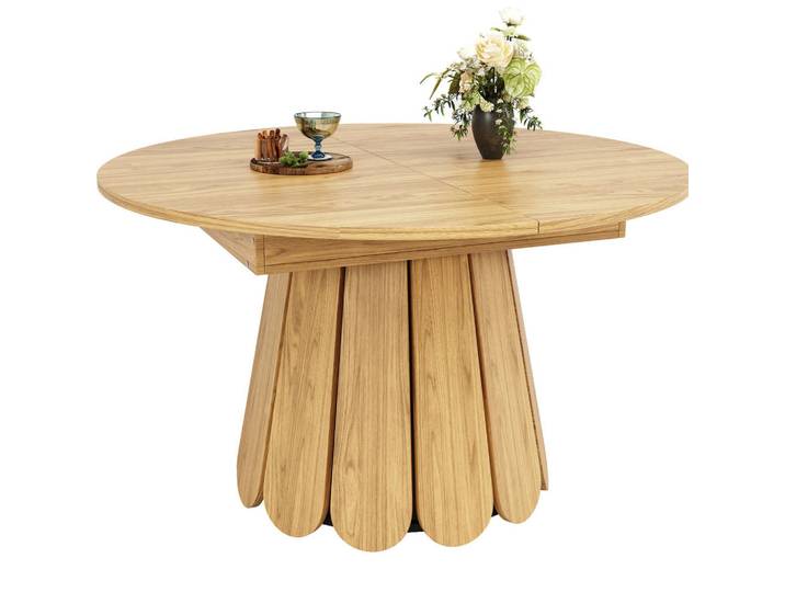 Flora Grace Esstisch 118/158/118 cm in Naturfarben aus Mdf, ausziehbar und mit Holzoptik, 118x76x158 cm, Esszimmer, Esstische