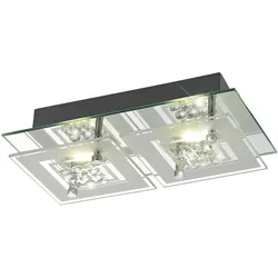 6 Watt LED Decken- und Wandlampe Leuchte Beleuchtung Chrom Glas satiniert Kristalle  9740045-2 Miranda