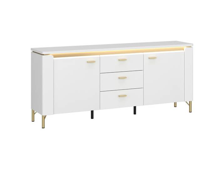 Tv-element LAZIO Weiss, Goldfarben, Weiss Hochglanz 155,3/70/40 cm