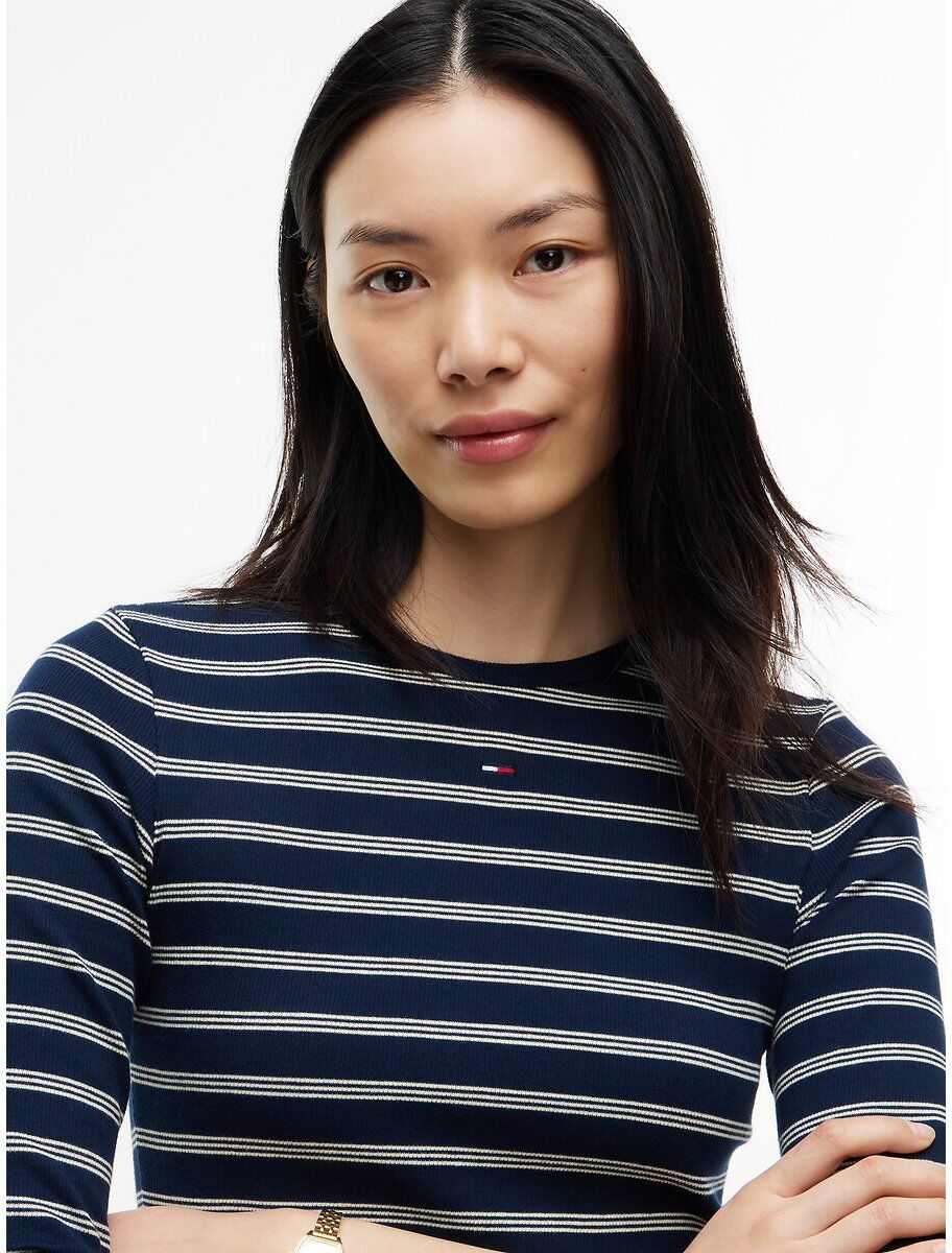 TOMMY JEANS Tshirt col rond rayé manches longues