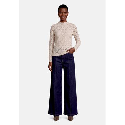 Kurzarmshirt ZERO "Damen mit Spitze", Damen, Gr. 36, beige (french oak), Spitze, Obermaterial: 90% Polyamid, 10% Elasthan. Futter: 95% Polyester, 5% Elasthan, durchscheinend, figurbetont normal, Shirts, Spitze