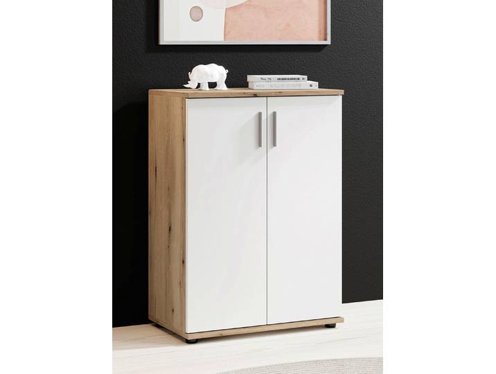 Moderne, kombistarke Kommoden, Eiche-Weiss, 2-türig