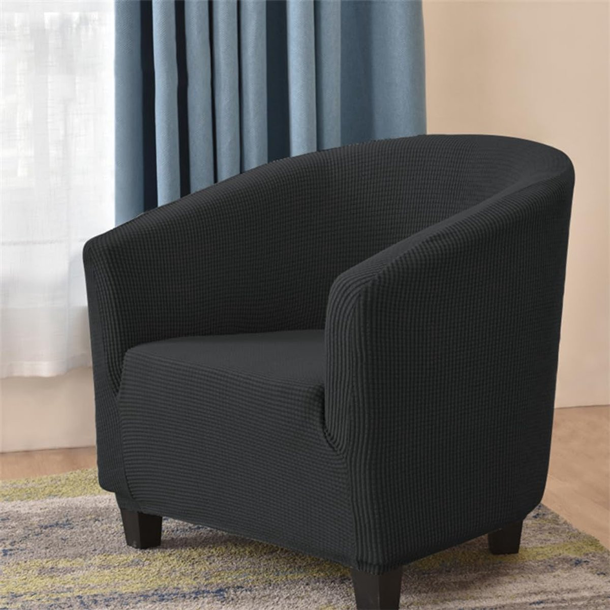 Universele Stretch Armchair Cover - Jacquard - Zwart