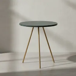 KADIMA DESIGN Beistelltisch aus echtem Marmor, Green & Gold Design, Robuste Metallbeine, 38x38x44 cm