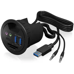 Icy Box IB-Hub1404A (USB-A, 3 Ports), Dockingstation + USB Hub, Schwarz