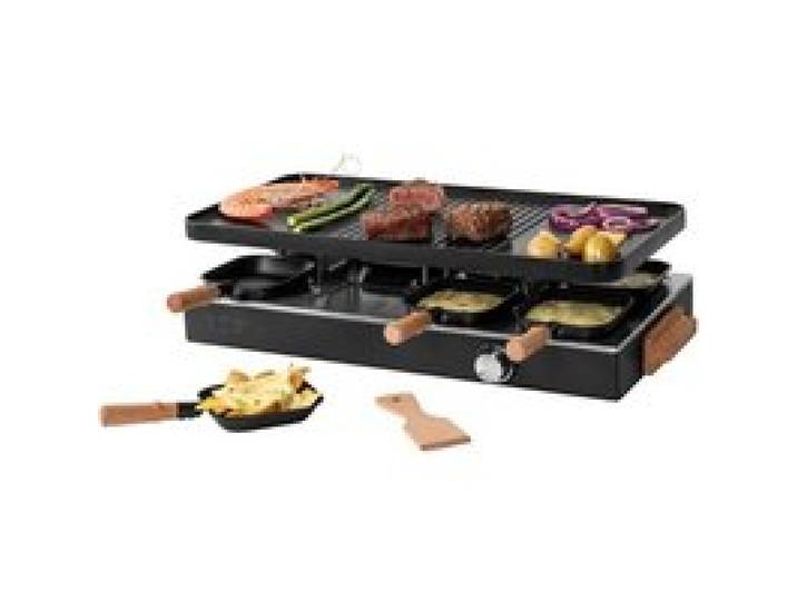 Raclette Party – Appareil À Raclette Pour 8 Personnes – Sans Pfas – Plaque En Céramique – Poignées En Bois De Hêtre [PE543]