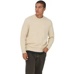 Only & Sons Herren Pullover ONSJAMES RLX CREW KNIT - Relaxed Fit - 22033783 Oatmeal - S