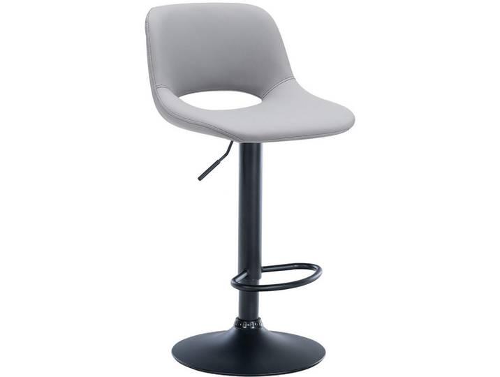 CLP Barhocker Lederlook grau, Grau, 42x86x46 cm, Esszimmer, Barmöbel, Barhocker