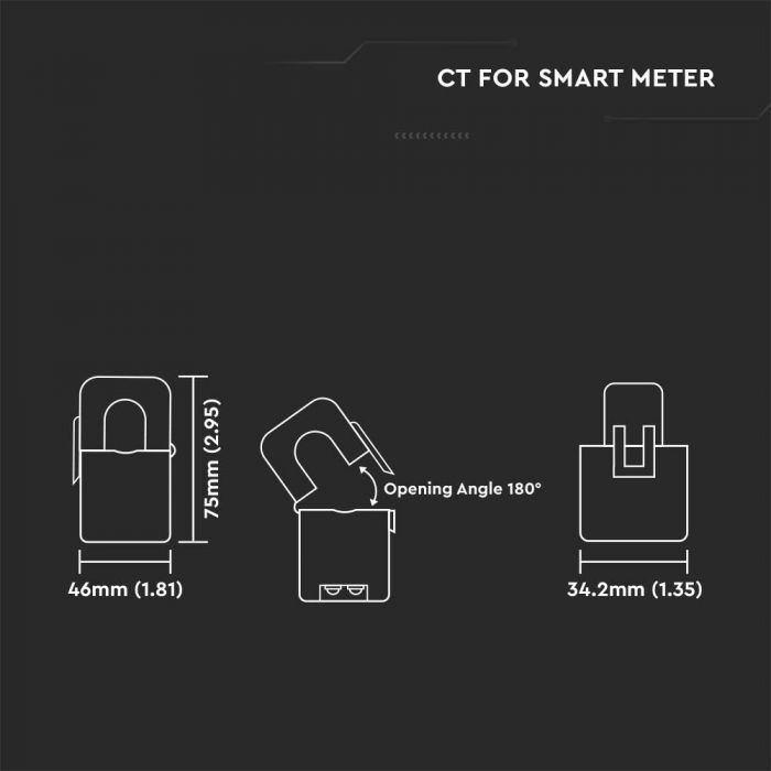 V-Tac Ct Meter Trasformatore Amperometrico (Ta / Ct) Toroidale Per Misurazione Corrente Fino A 200a - 11506