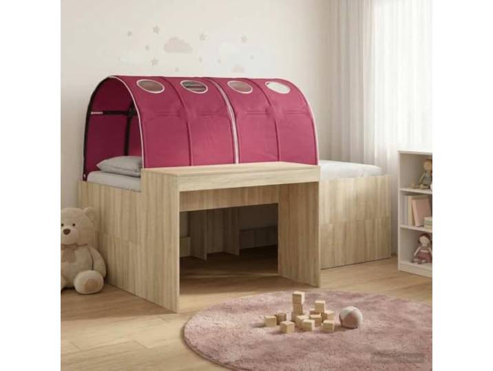 RJPLMFV Bett mit 3 Stck. Sonoma-Eiche und Rot, Holz Lattenrost inklusive, modernes Design, optimale Belüftung, pflegeleicht, für moderne Schlafzimmer