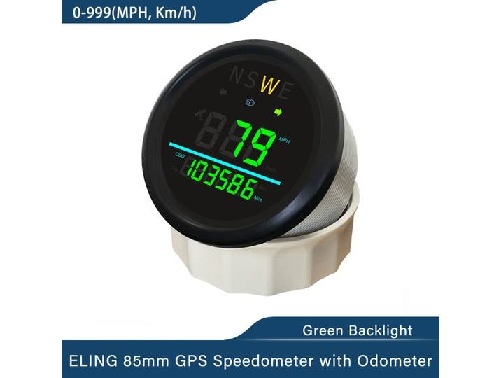 Compteur de vitesse numérique GPS universel ELING 85 mm 0-999 (MPH, Km/h) pour voiture, camion, camping-car avec rétroéclairage, antenne GPS 12V 24V