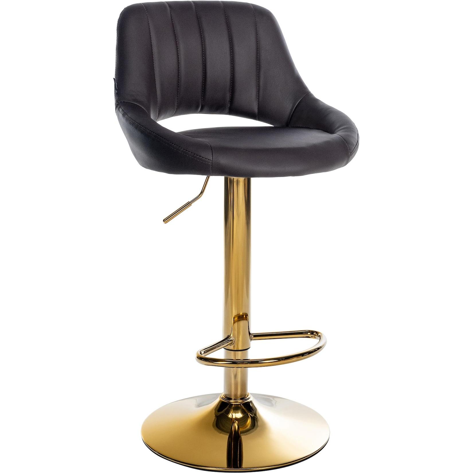 CLP Barhocker Milet Kunstleder gold - Farbe: braun, Gestellfarbe: gold