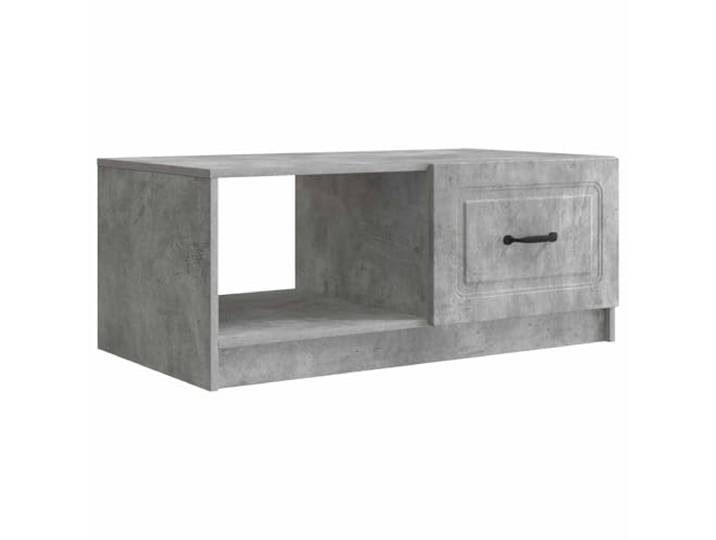 XHNIFBN Couchtisch Betongrau mit Stauraum 90x50x37 cm Holzwerkstoff Kompakter Wohnzimmertisch in Beton-Optik mit zwei Schwenktüren, schicken schwarzen Griffen und 60 kg Belastbarkeit.