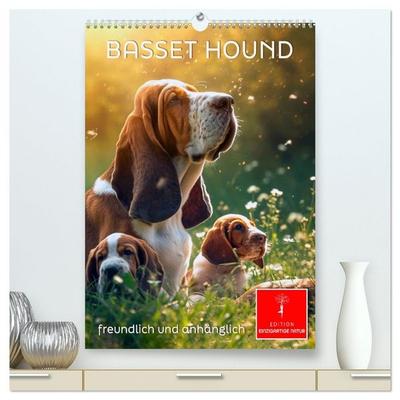 Basset Hound - freundlich und anhänglich (hochwertiger Premium Wandkalender 2026 DIN A2 hoch), Kunstdruck in Hochglanz