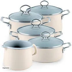 Kelomat Sparset 5-tlg., Pfannenset + Topfset, Beige