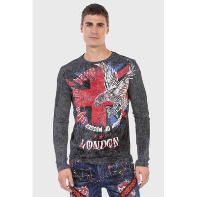 T-Shirt CIPO & BAXX "Sweatshirts", Herren, Gr. M, schwarz, 95% Baumwolle, 5% Elasthan, bedruckt, regular fit, Rundhals, Shirts T-Shirt, mit Print auf Vorder- und Rückseite