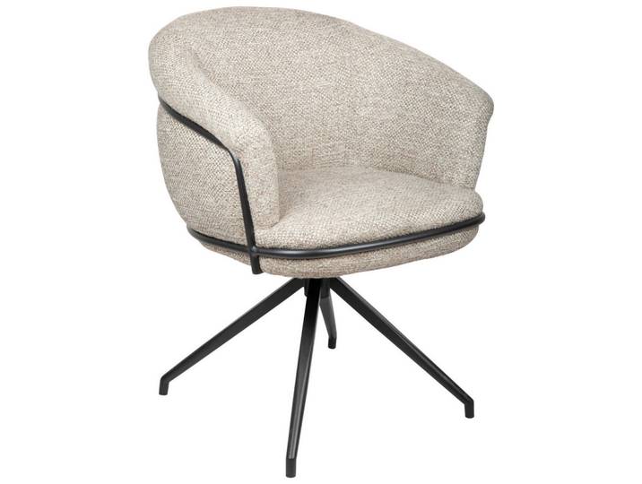 Belluti Armlehnstuhl, Naturfarben, Schwarz, Metall, Drehkreuz, 65x80.5x65 cm, Sitzfläche 360° drehbar, automatische Rückholfunktion, Stoffauswahl, Esszimmer, Stühle, Polsterstühle