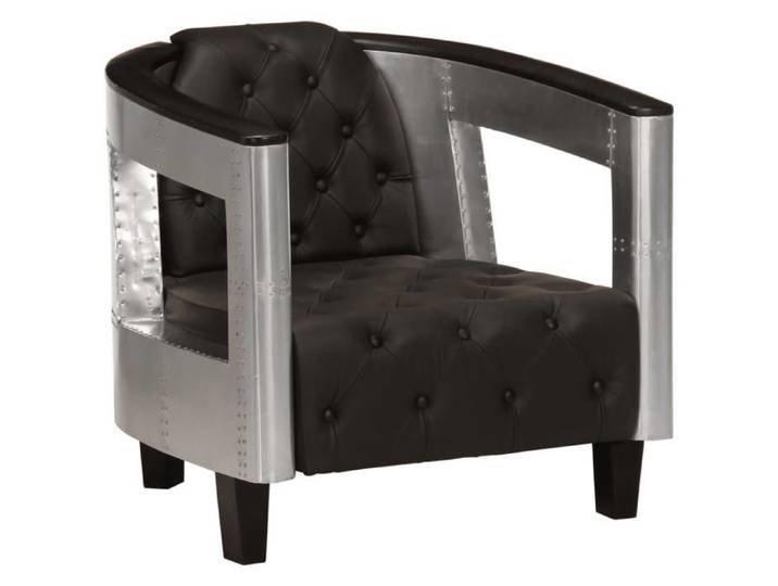 Fauteuil en style d'aviation Noir Cuir véritable