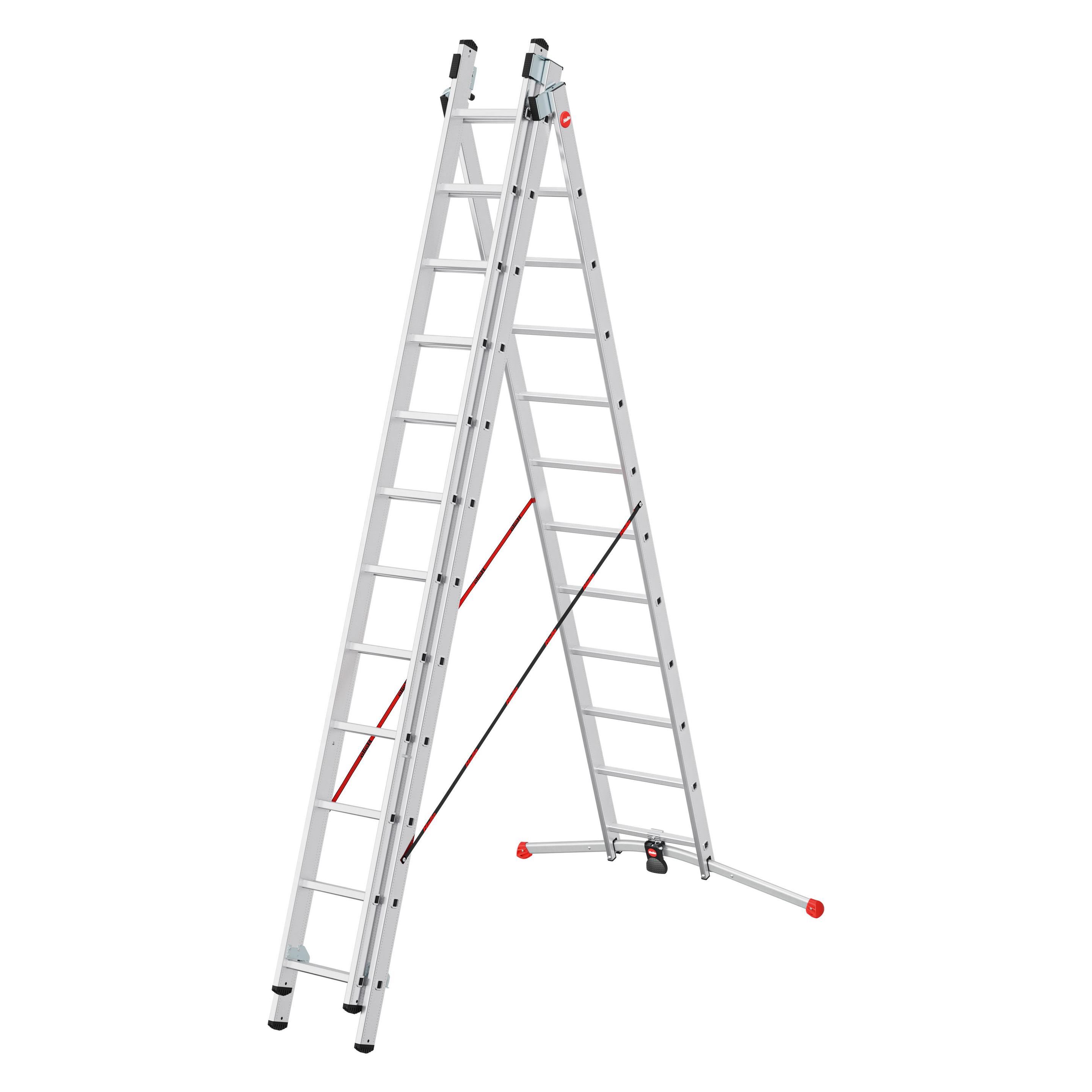 Hailo S100 ProfiLOT, Aluminium Kombileiter 3-teilig, 3x12 Sprossen (Stehleiter, 48 cm) (9312-501)