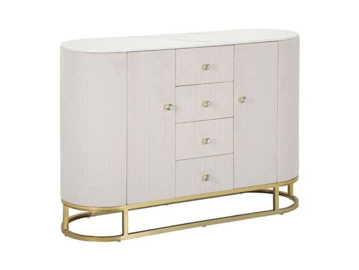 Buffet Design Effet Marbre  Montpellier  120cm Crème & Or
