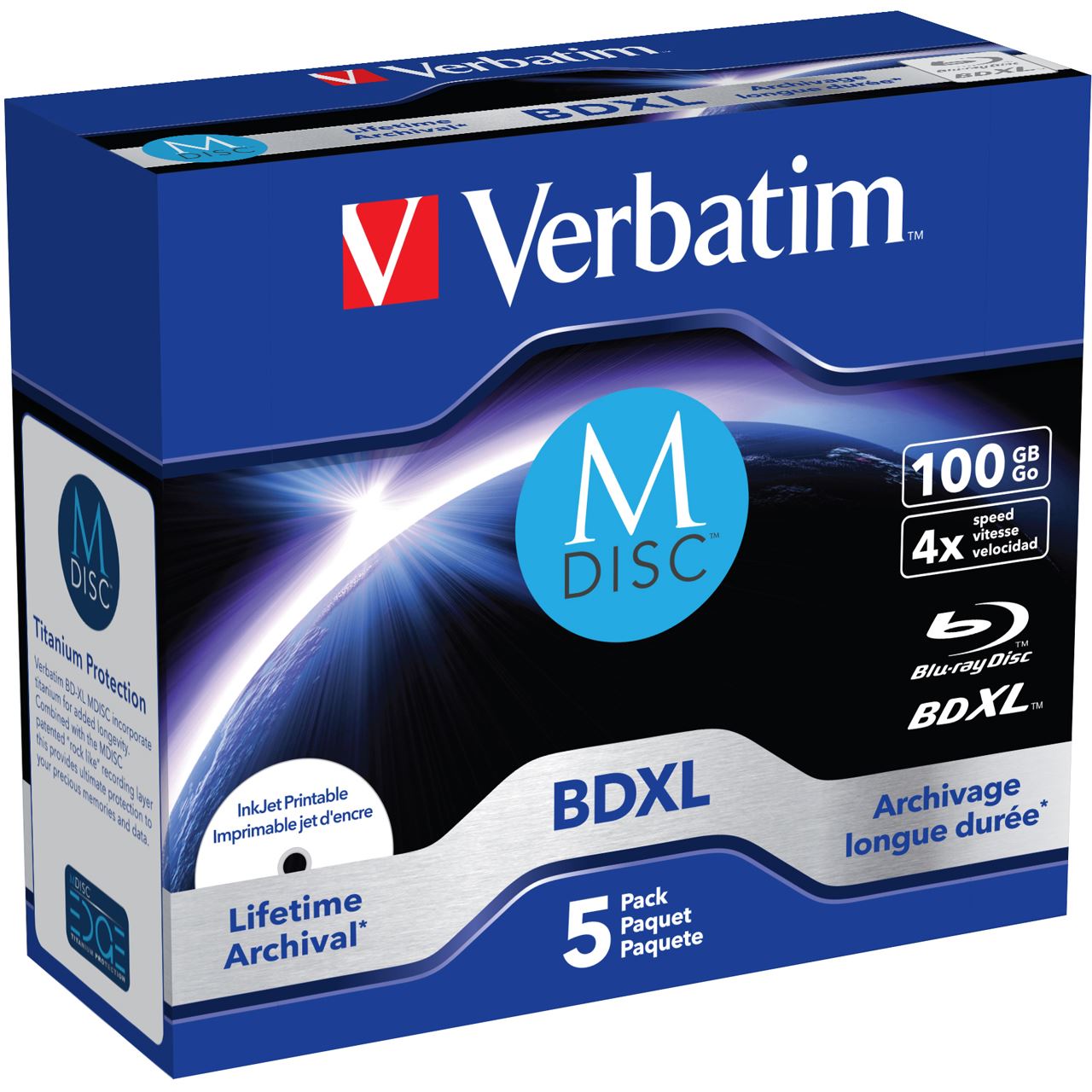 Verbatim M-DISC BD-R XL 100GB/1-4x Jewelcase (5 Disc) 43834