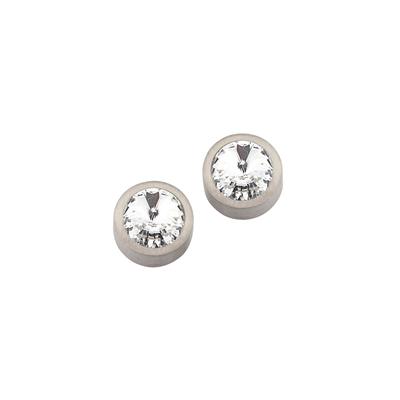 Paar Ohrstecker FIRETTI "Schmuck Geschenk Titan Ohrschmuck Ohrringe Solitär", silber (titanfarben, kristallweiß, kristallweiß), Ohrringe, Damen, 8mm, Titan, mit Kristall
