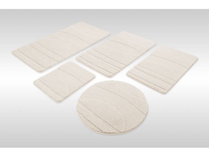 Wecon home Marc Höhe 25 mm rutschhemmend beschichtet schnell trocknend Badteppich, Hoch-Tief-Linien, weich, rutschhemmend, waschbar, getuftet