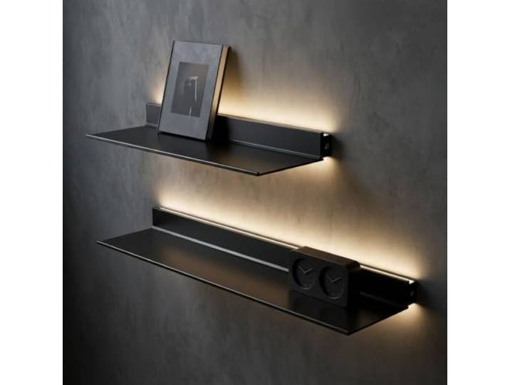 Schwebendes LED-Wandregal, modernes Aluminium-Regal mit Licht, Wandmontage Gebürstetes Aluminium, indirekte LED-Beleuchtung, einfache Wandmontage, minimalistisches Design(Gray,50*13cm/19.7*5.1 in)