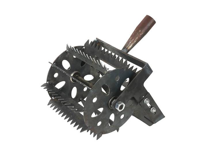 Machine à mauvaises herbes en acier au manganèse, houe à poussée manuelle, désherbage à roues, dent de scie, désherbage agricole, sans poignée