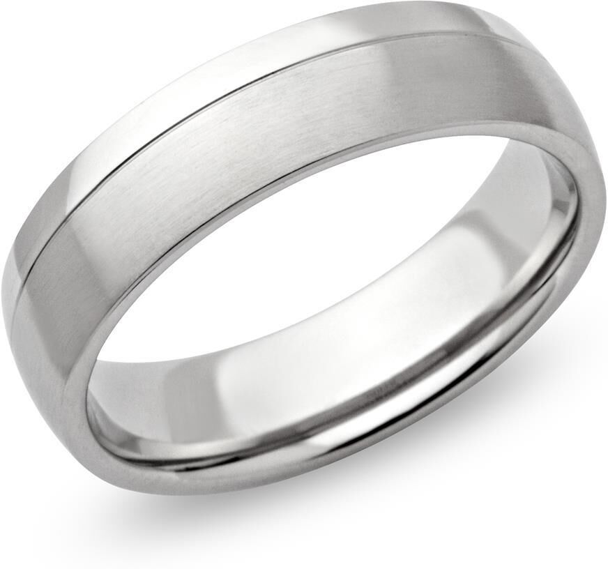 Unique Exklusiver Edelstahlring matt 6mm Glanzrille silber