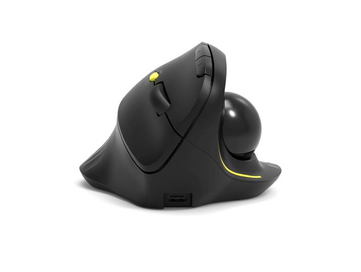 Port Connect Souris Trackball ergonomique sans fil Bluetooth rechargeable - Droitier - Noir