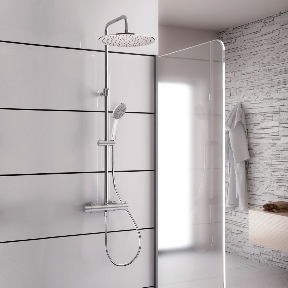 Kronenbach shower system 2.0 round with thermostat and overhead shower 30 cm 27114000KBN