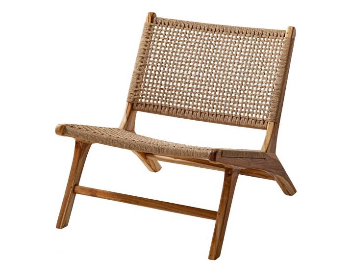 Fauteuil lounge Marron/Teck Assise : rotin Structure : teck massif huilé 65 x 68 x 80cm