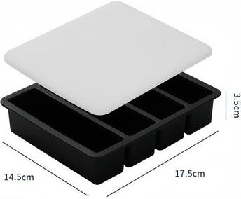Daily Deals Depot Grid Silicone Ice Cube Tray With Lid Large Square Whiskey Ice Cube Mold black