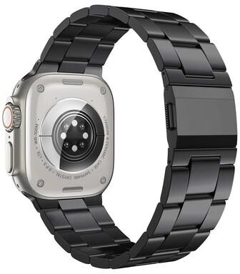 Everyday Crate Apple Watch Titanium Alloy Band With Norman Clasp Three Link Metal Strap black