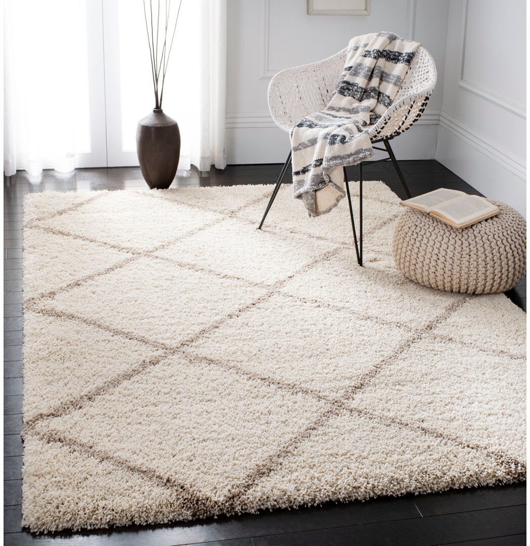 Lark Manor Septimus Rectangle Geometric Area Rug Ivory/Beige Rectangle 155 x 229 cm