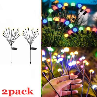 Uplift Picks Solar Swaying Garden Lights Create Firefly Glow Across Patios Paths Yards multicolor (2 Packs) 6 Led