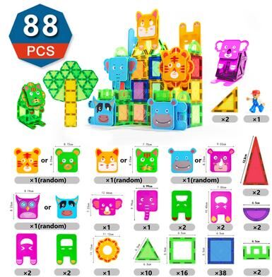 Combo Retail Shop Magnetic Building Blocks Set, Montessori Construction Toys For Boys & Girls, Puzzle Tiles, Magnetic Sheet Set For Kid 6.5cm Animal 88pcs
