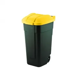 Mülltonne mit Rädern für die Mülltrennung, schwarz/gelb, 110 l