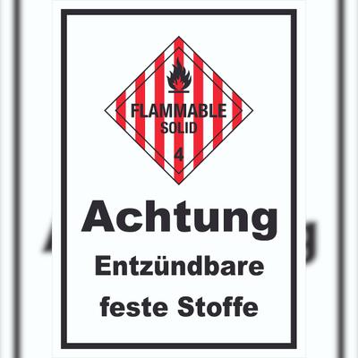 HB-Druck Schild Entzündbare feste Stoffe Flammable Solid hochkant A6 (105x148mm)