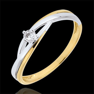 Edenly SolitÃ¤rring Kostbarer Kokon - Dova zweierlei Gold - Diamant 0.03 Karat